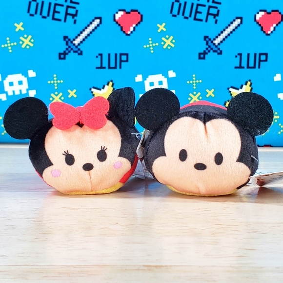 TSUM TSUM Mickey and Minnie Mouse 2.5" Collectible Disney Mini Toy Plush Set NWT - Picture 1 of 8